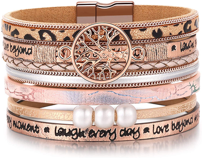 Inspirational Tree of Life Layer Leather Bracelet