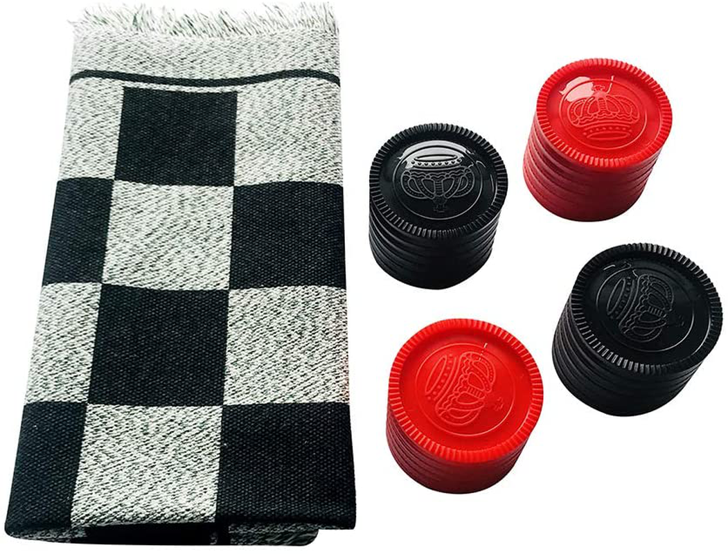 Yuanhe 3 in 1 Gaint Checker Set Including Tic Tac Toe Game with Reversible Rug, Calssic Indoor Outdoor Yard Games for Family