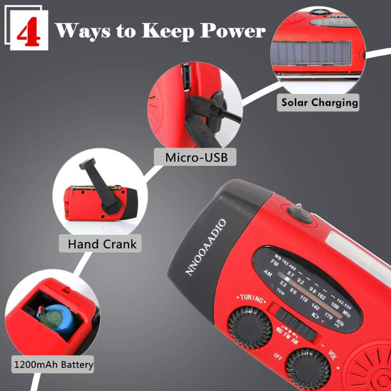 4 Way Rechargeable Emergency Hand Crank Survival Radio