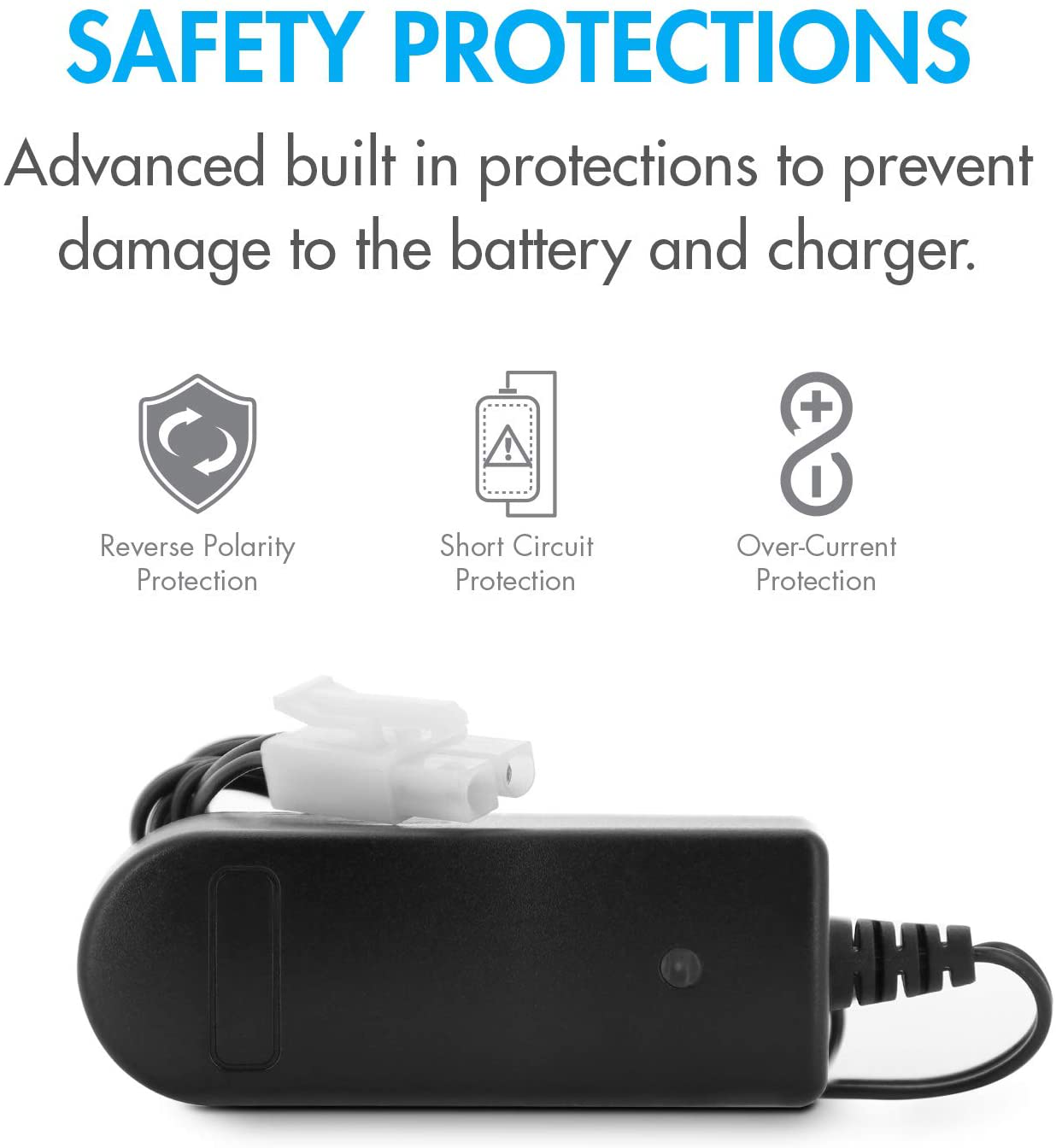 Tenergy RC Battery Charger for 9.6V (8S) NiMH/NiCd Battery Packs, 12V 400mA AC Plug Charger w/ Standard Tamiya Connector for RC Hobbies, Not Compatible with Spike The Dinosaur