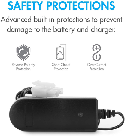 Tenergy RC Battery Charger for 9.6V (8S) NiMH/NiCd Battery Packs, 12V 400mA AC Plug Charger w/ Standard Tamiya Connector for RC Hobbies, Not Compatible with Spike The Dinosaur