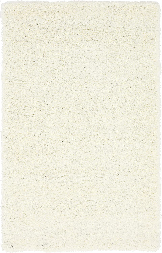 Unique Loom Solo Solid Shag Collection Area Modern Plush Rug Lush & Soft, 3' 3 x 5' 3, Snow White