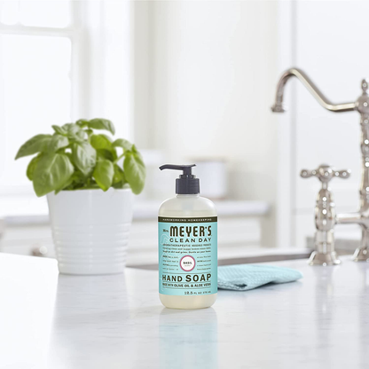 Mrs. Meyer's Clean Day Liquid Hand Soap, Cruelty Free and Biodegradable Hand Wash Formula Made with Essential Oils, Basil Scent, 12.5 oz - Pack of 3