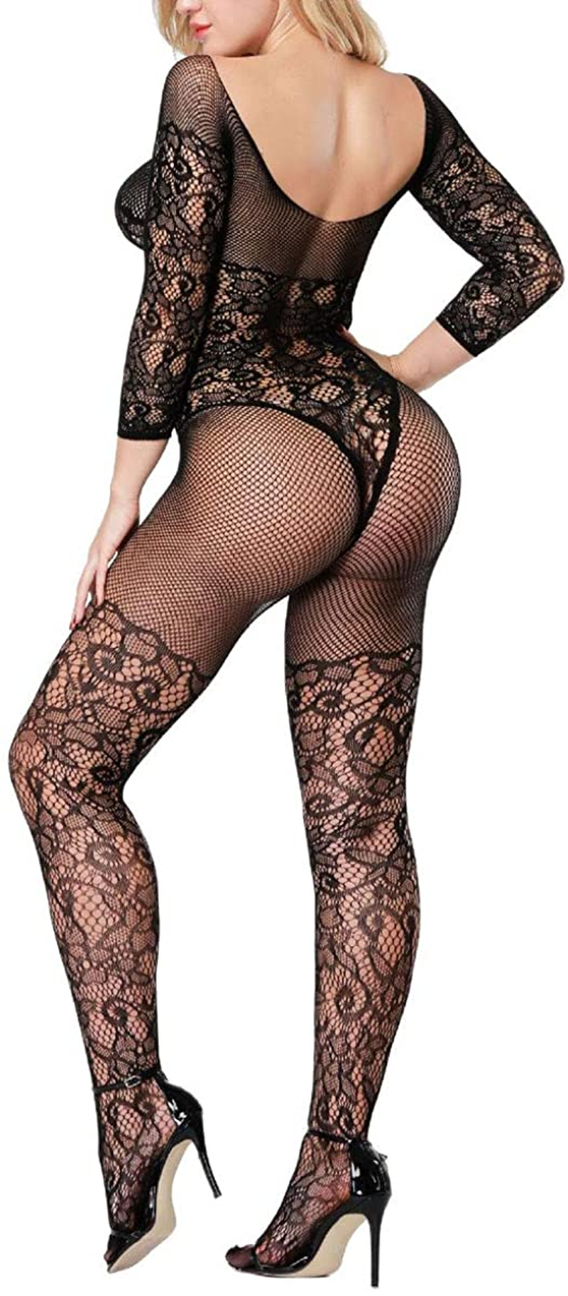 Women's Fishnet Bodystocking Crotchless Bodysuit 