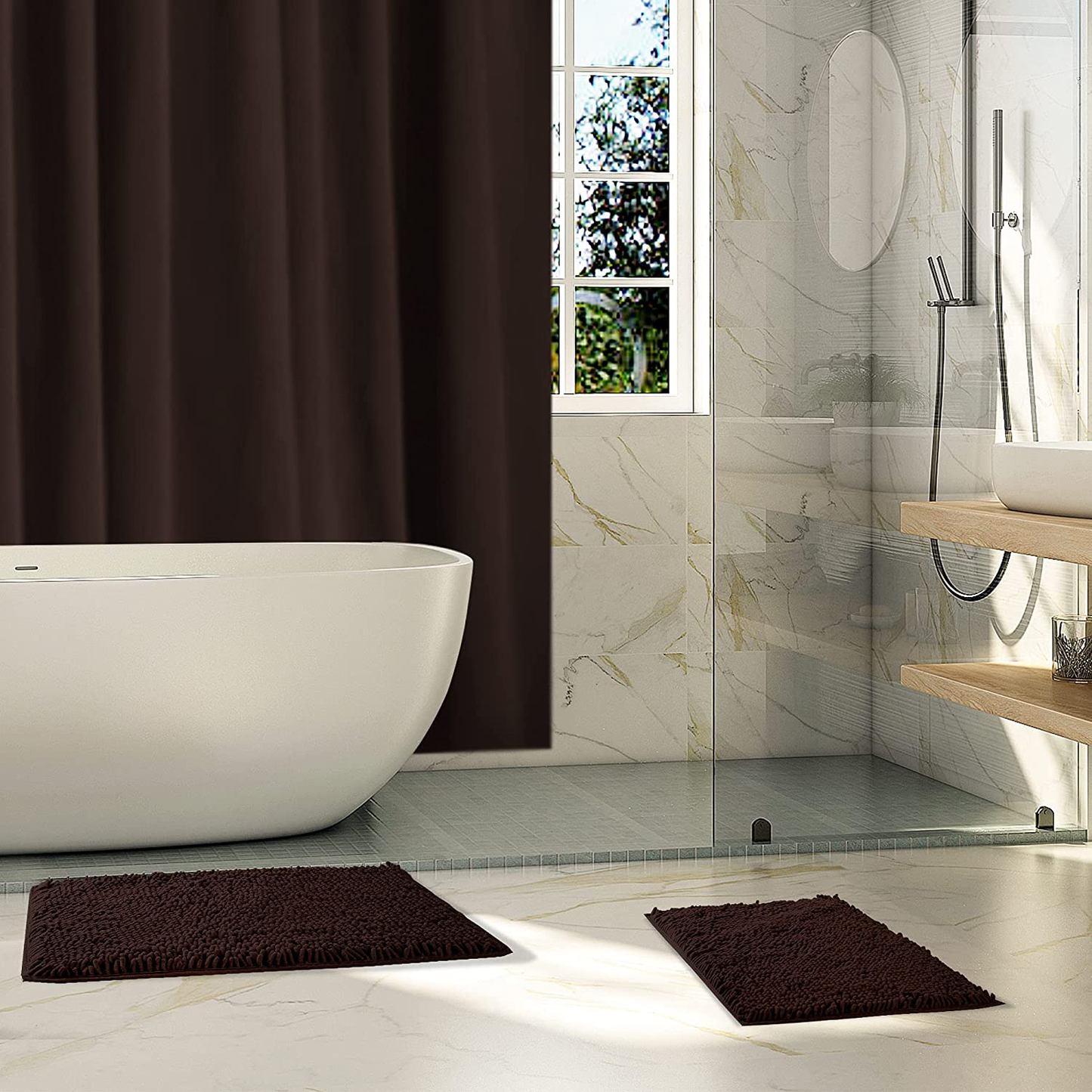 Microfiber Bath Rugs Chenille Bath Mat, Ultra Soft NUFR Bathroom Rugs Quick-Dry, Water Absorbent 