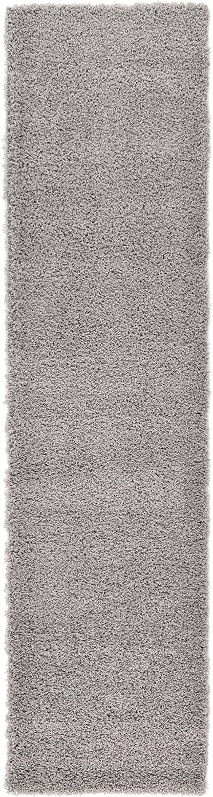 Unique Loom Solo Solid Shag Collection Area Modern Plush Rug Lush & Soft, 2' 6 x 10' 0, Cloud Gray