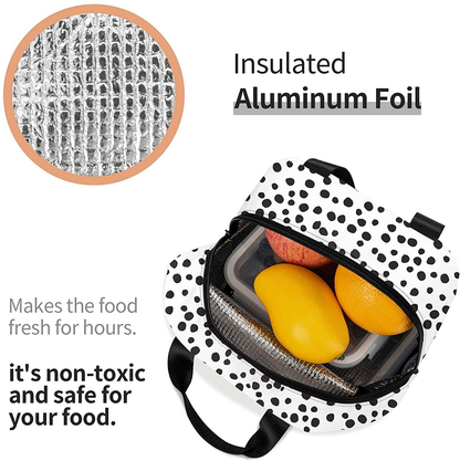 Easy Insulated Lunch Bags for Women Men, Cute Reusable Lunch Boxes Small Suitable Girls Boys Teens Work Picnic Travel, White Marble