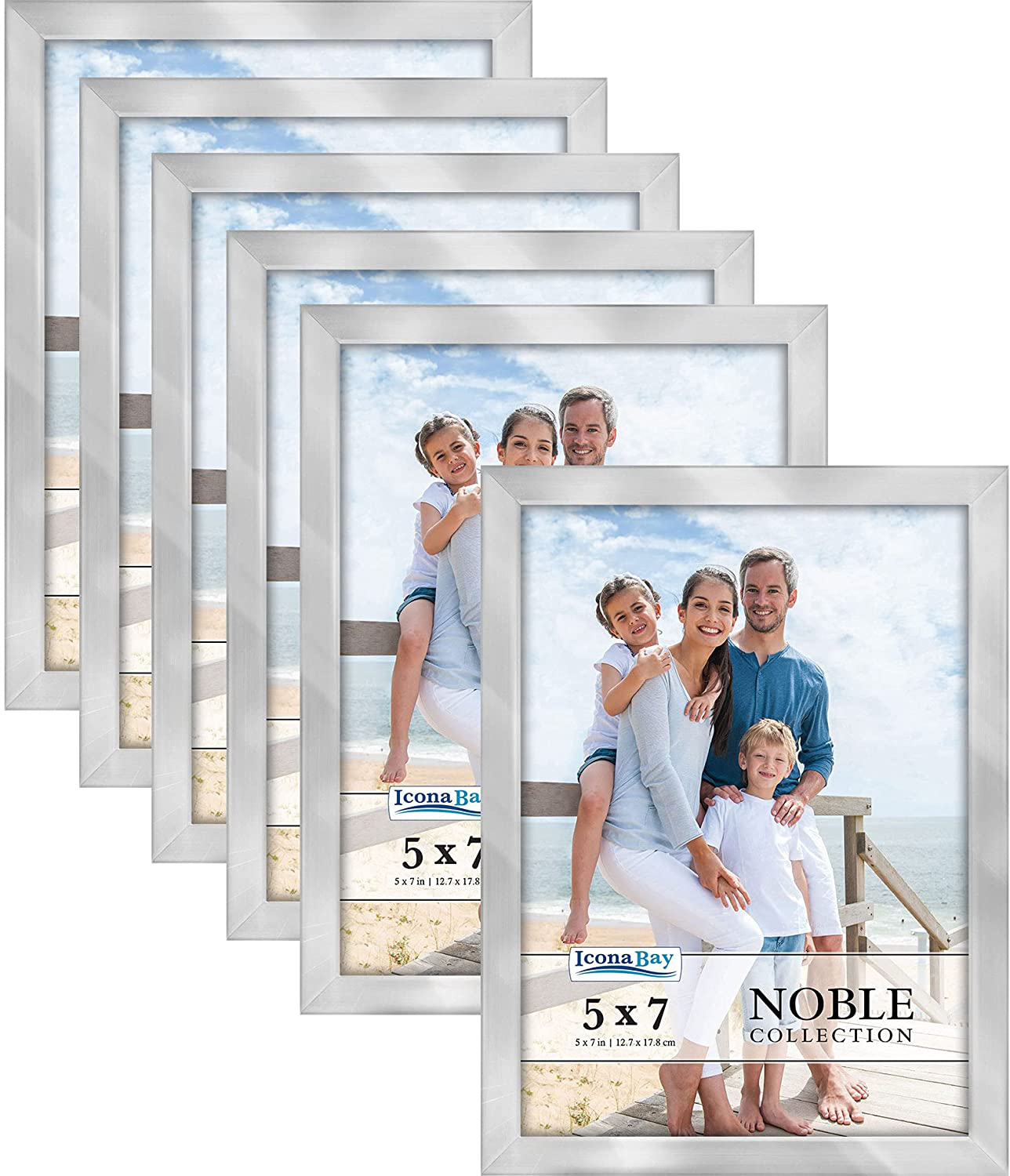 Icona Bay 8x10 Picture Frames (Silver, 6 Pack), Modern Professional Frame Set, Noble Collection