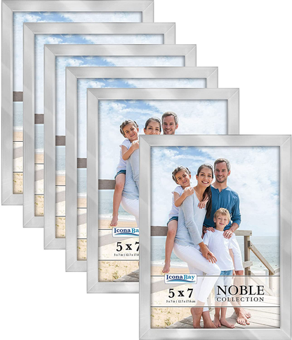 Icona Bay 8x10 Picture Frames (Silver, 6 Pack), Modern Professional Frame Set, Noble Collection