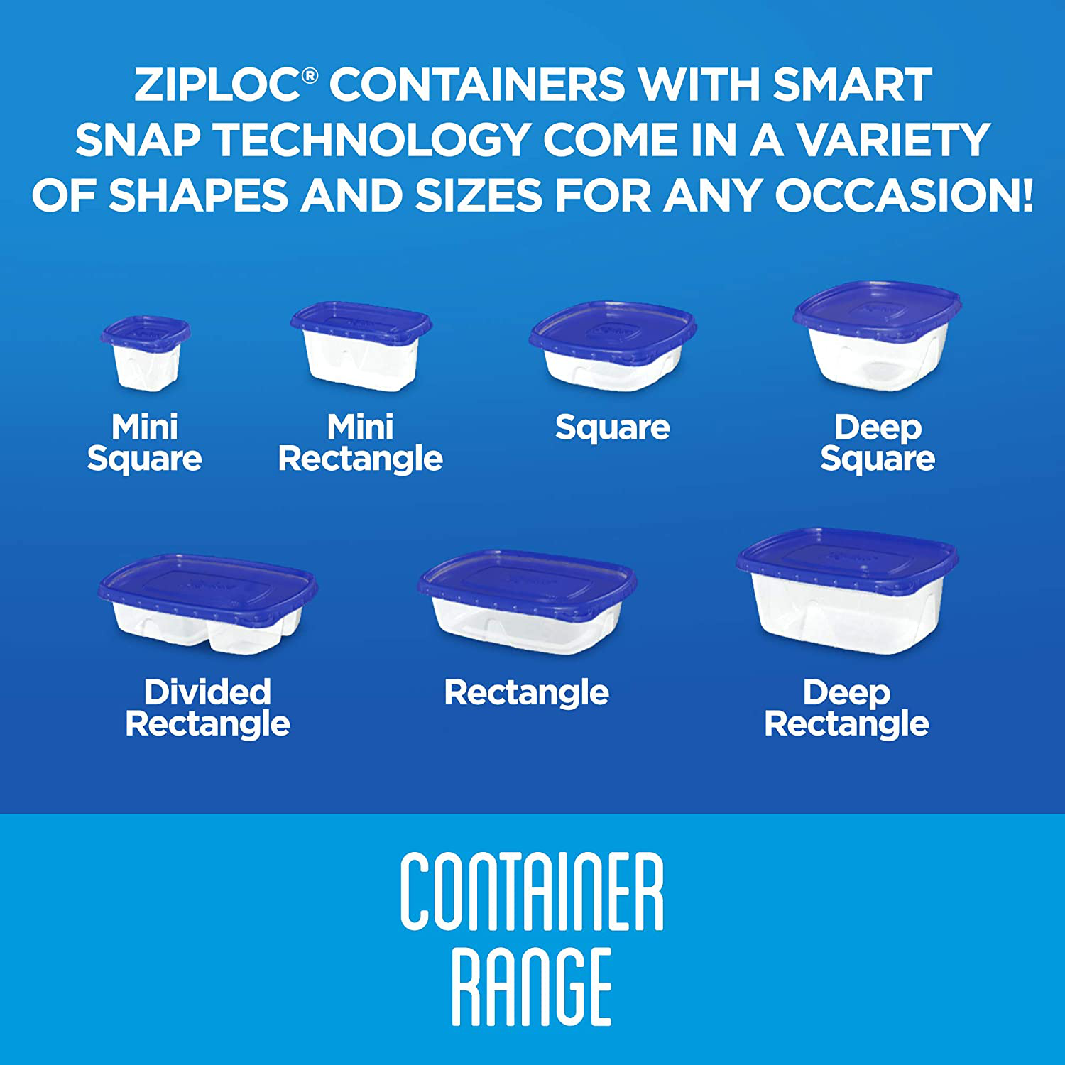 Ziploc Food Storage Meal Prep Containers Reusable for Kitchen Organization, Smart Snap Technology, Dishwasher Safe, Divided Rectangle, 2 Count