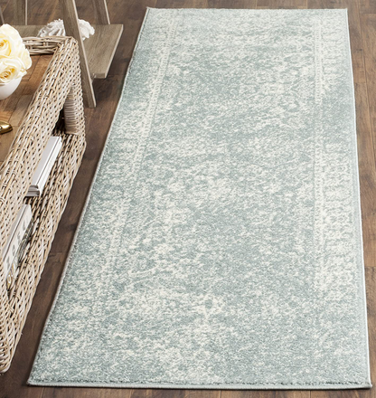 Safavieh Adirondack Collection ADR109T Oriental Distressed Non-Shedding Stain Resistant Living Room Bedroom Runner, 2'6" x 8' , Slate / Ivory