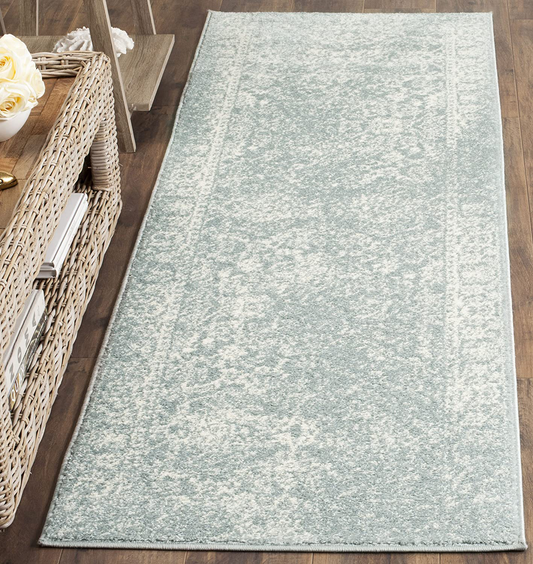 Safavieh Adirondack Collection ADR109T Oriental Distressed Non-Shedding Stain Resistant Living Room Bedroom Runner, 2'6" x 8' , Slate / Ivory