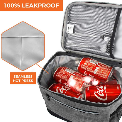 OPUX Insulated Lunch Box for Men Women, Leakproof Thermal Lunch Bag for Work, Reusable Lunch Cooler Tote, Soft School Lunch Pail for Kids with Shoulder Strap, Pockets, 14 Cans, 8L, Heather Grey