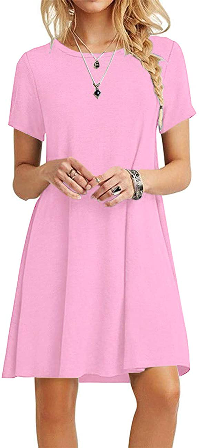 MOLERANI Women's Casual Plain Simple T-Shirt Loose Dress
