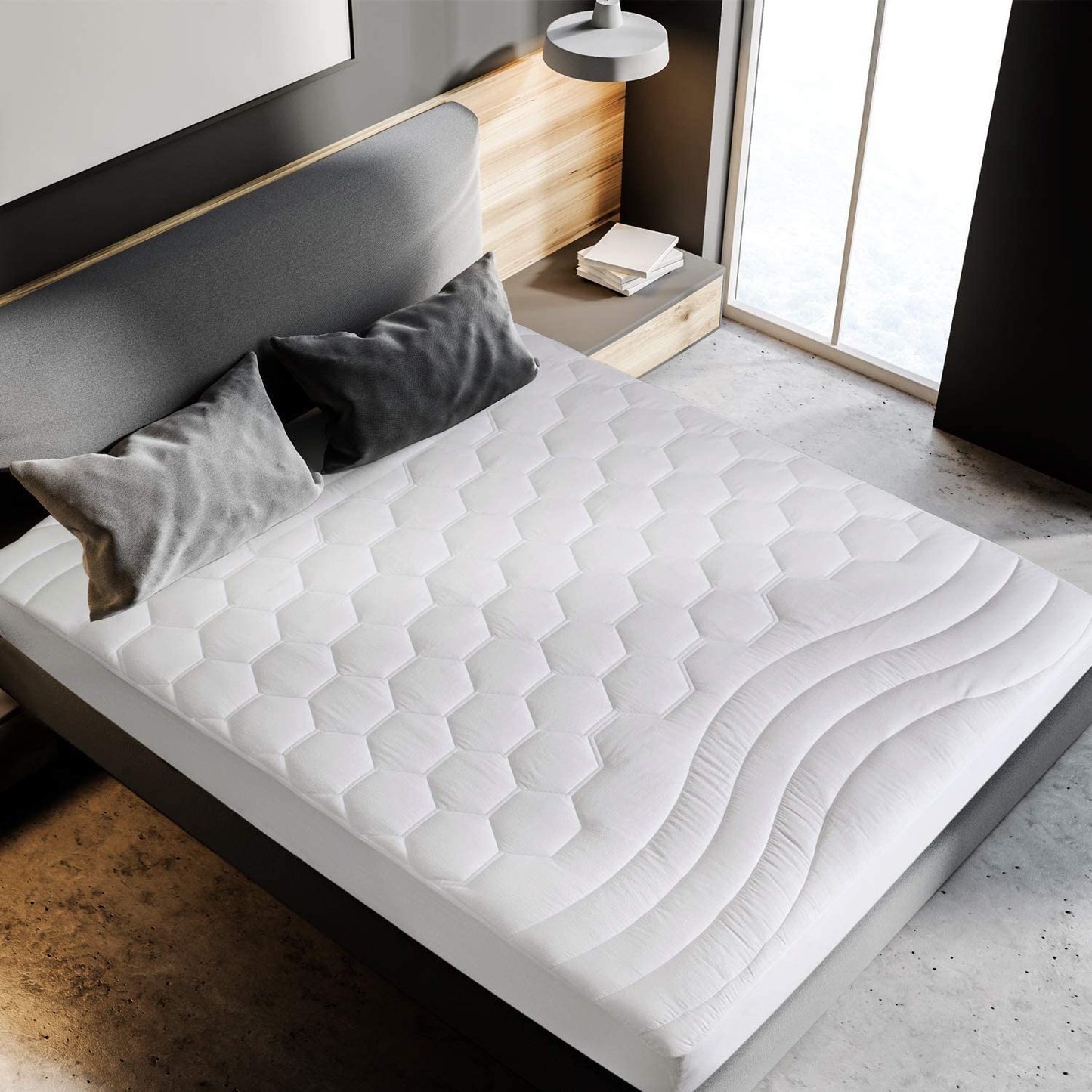 Bedsure Queen Mattress Pad Deep Pocket - Quilted Mattress Cover for Queen Bed PillowTop Mattress Protector, Fitted Sheet Mattress Cover, 60 x 80 inches, White