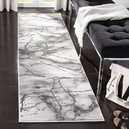 Safavieh Craft Collection CFT877G Modern Abstract Non-Shedding Stain Resistant Living Room Bedroom Runner, 2'3" x 6' , Grey / Silver
