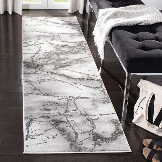 Safavieh Craft Collection CFT877G Modern Abstract Non-Shedding Stain Resistant Living Room Bedroom Runner, 2'3" x 6' , Grey / Silver