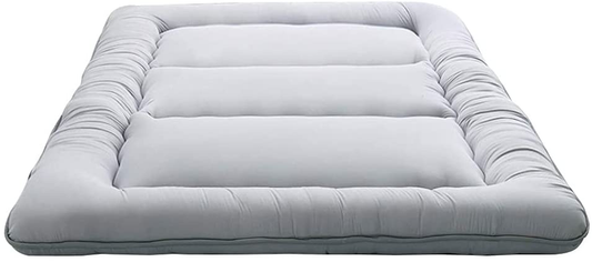 MAXYOYO Japanese Floor Mattress Futon Mattress, Memory Foam Futon Roll Up Guest Mattress Thicken Sleeping Pad Foldable Tatami Mat Floor Lounger Bed Couches and Sofas, Grey, Queen Size