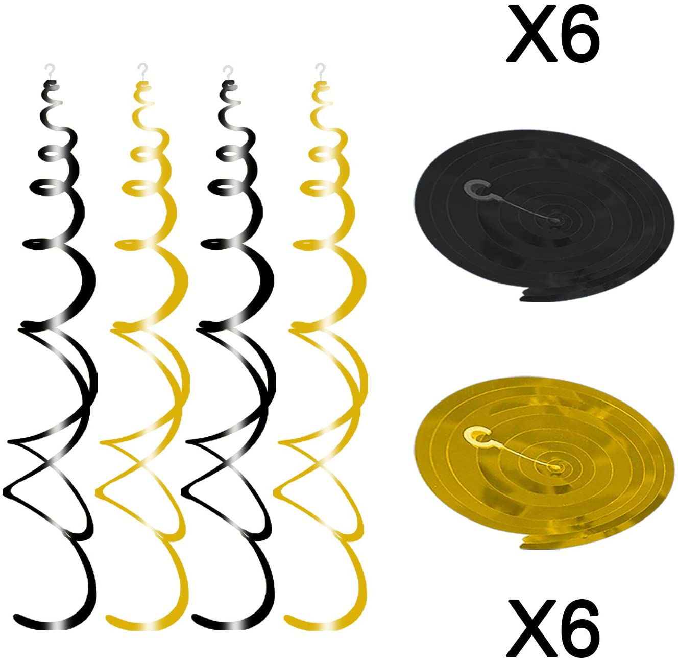 Tifeson 36 Pcs Happy New Year Decorations Hanging Swirls - Happy New Year Decorations 2022 - New Year's Eve Party Decorations Supplies 2022 for Home Office Ceiling (Black and Gold)