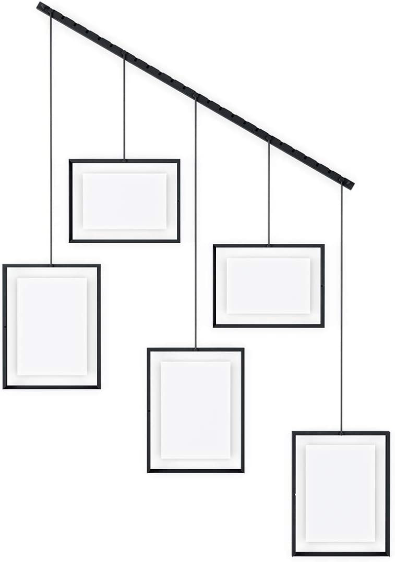 Umbra Exhibit Picture Frame Gallery Set Adjustable Collage Display for 5 Photos, Prints, Artwork & More (Holds Two 4 x 6 inch and Three 5 x 7 inch Images), 5 Opening, Black Legacy
