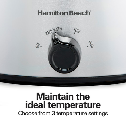 Hamilton Beach Large Capacity Slow Cooker with 3 Temperature Settings and Easy Grip Handles
