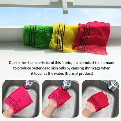 8 pcs Asian Exfoliating Bath Washcloth - Yellow & Green FOUBA