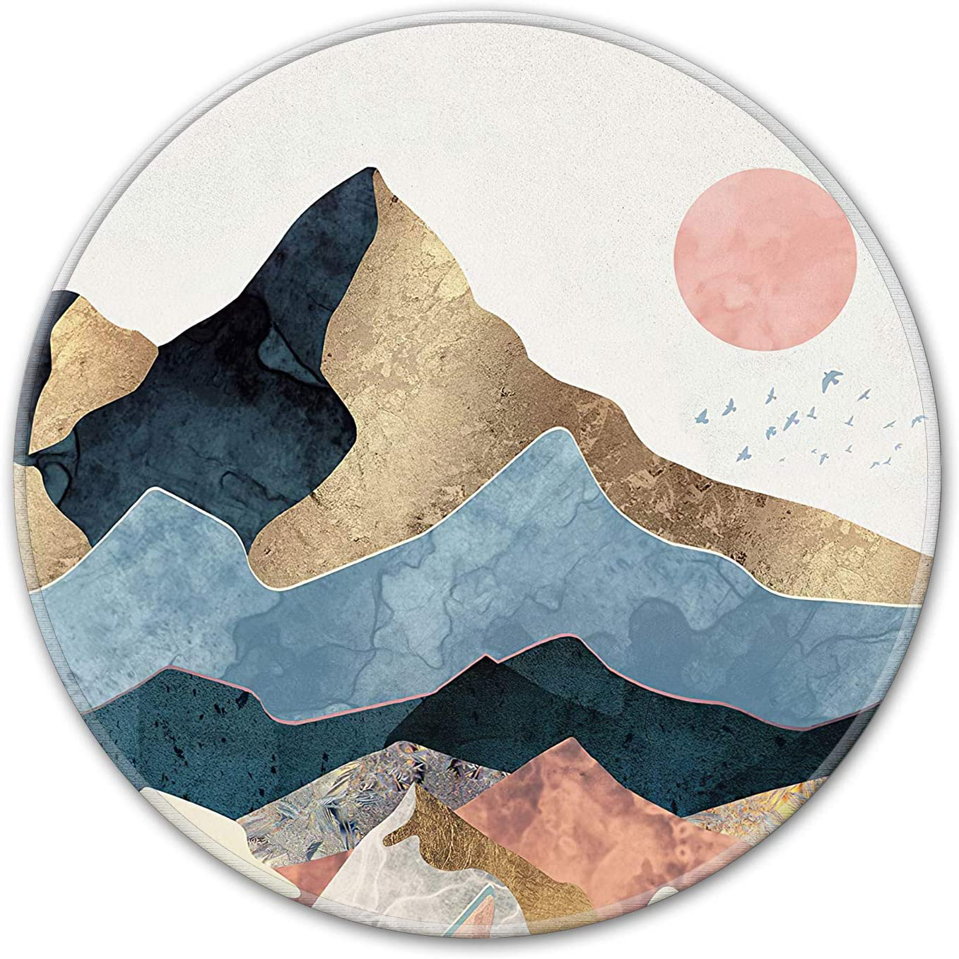 HOPONY Mouse Pad with Stitched Edge, Premium-Textured Mouse Mat with Waterproof Non-Slip Rubber Base, Cute Round Mousepad for Laptop Computer Office Desk Accessories,7.9 x 7.9 inch, Blue Marble