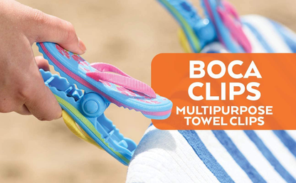 Flip Flop BocaClips by O2COOL, Beach Towel Holders, Clips, Set of two, Beach, Patio or Pool Accessories, Portable Towel Clips, Chip Clips, Secure Clips, Assorted Styles