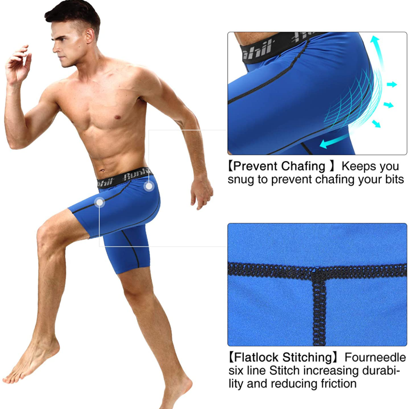 3 Pack Men's Spandex Compression Athletic Shorts With Side Pocket