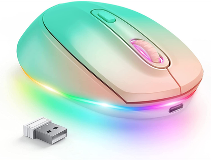 seenda Wireless Mouse, Ultra Silent Rechargeable Light Up LED Mouse with USB Receiver, Comfortable Cordless Mice and 3 Adjustable DPI for Laptop Computer Chromebook, Black