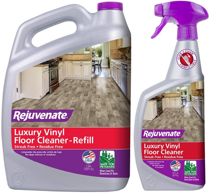 Rejuvenate High Performance Luxury Vinyl Tile Plank Floor Cleaner pH Neutral Formula Doesn't Leave Streaks or Dulling Residue (128oz + 32oz)