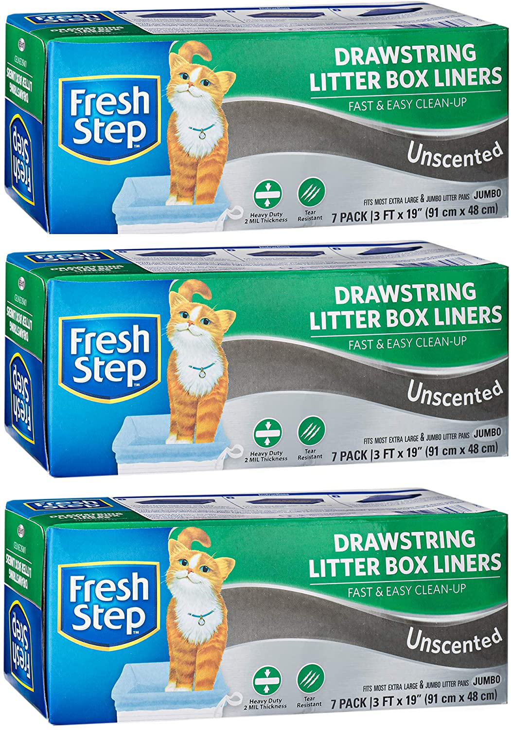 7 Count Fresh Step Drawstring Scented or Unscented Cat Litter Box Liners