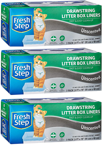 7 Count Fresh Step Drawstring Scented or Unscented Cat Litter Box Liners