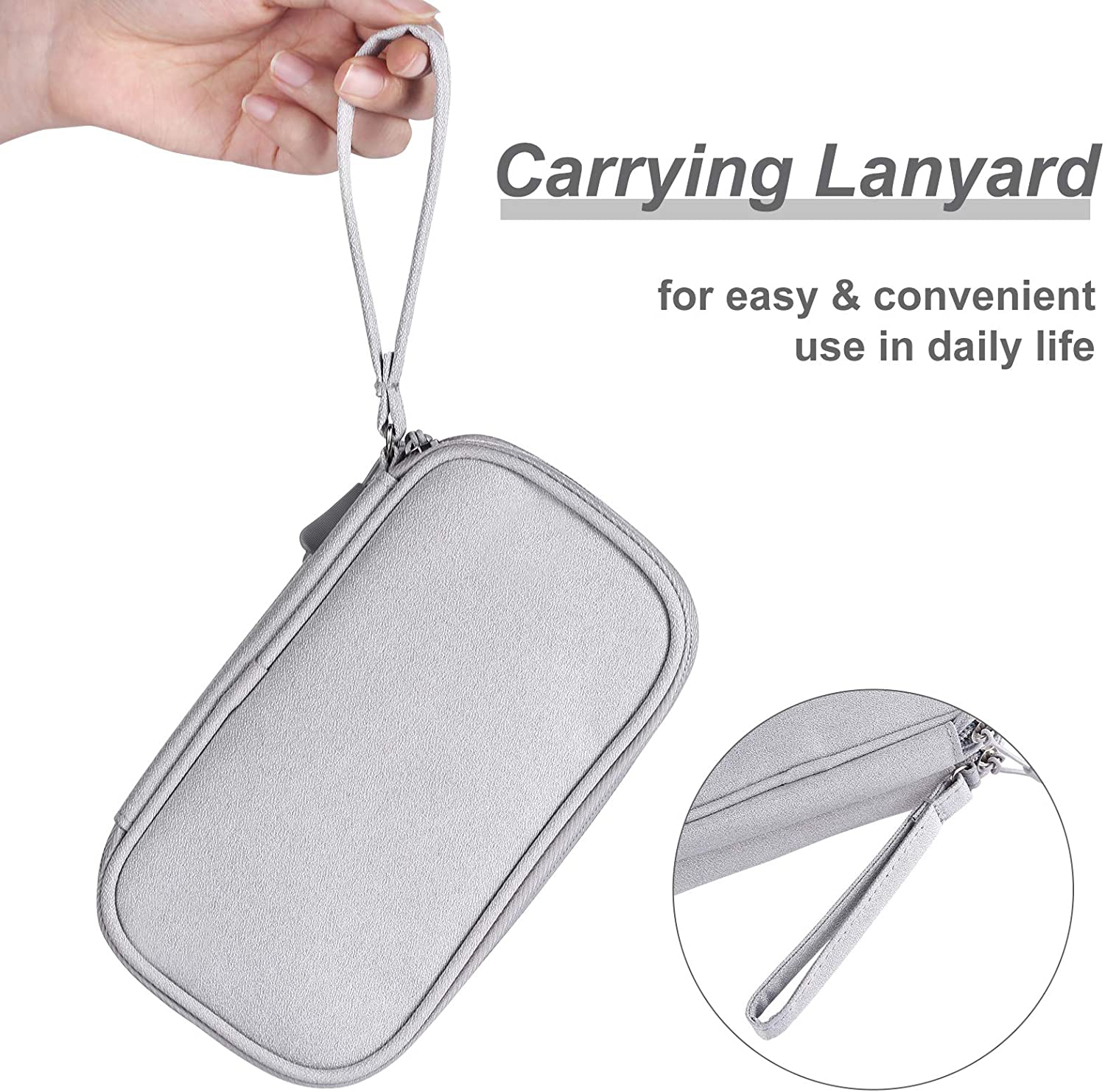 Bevegekos Electronics Accessories Organizer Pouch Bag, Designed for Power Adapter/Charger/Cables/Mouse, for Travel (Light Grey)