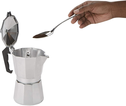 Mind Reader CSTOVE-SIL Stove Top Espresso, Stainless Steel, Coffee Maker for Gas or Electric Stovetop, Silver, One Size