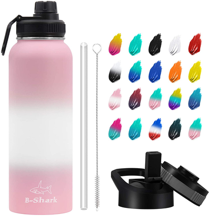 Water Bottle - 24/32/40 oz Water Bottle with Straw, Double Wall Vacuum Stainless Steel Water Bottle with 3 Option Lid Keeps Hot or Cold, Leak Proof Sports Water Bottle for Camping Travel, Office and Outdoor