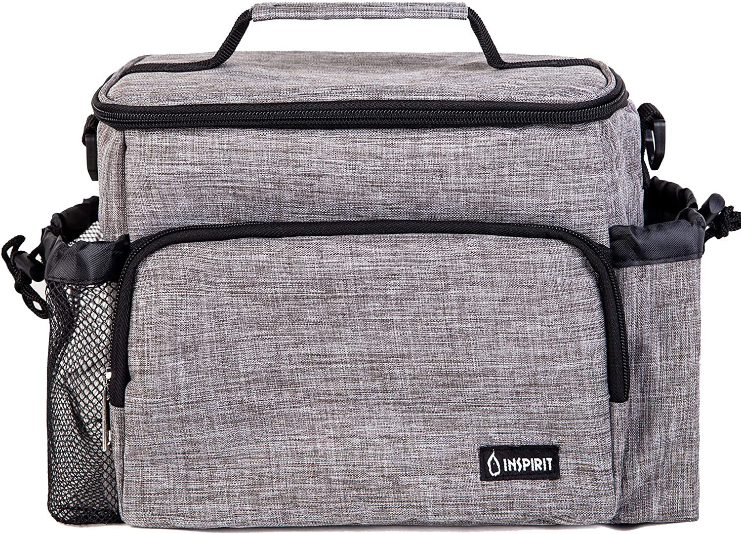 Inspirit Lunch Bag for Women - Mens Lunch Box, 14-Can Meal Prep Lunch Bag, Lunch Bags for Men, Soft Cooler Lunch Tote, Insulated Lunch Box Large Lunch Bag with 2 Silicone Bags (Charcoal Grey)