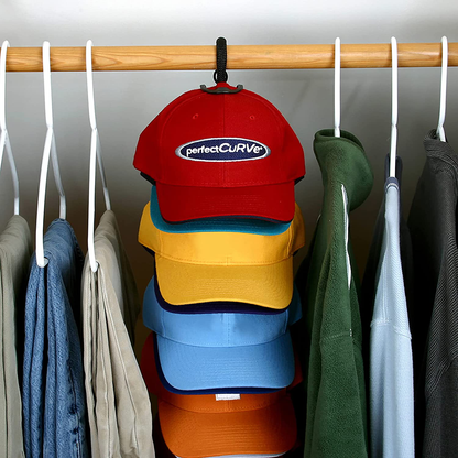 Perfect Curve Cap Rack System - Baseball Cap Organizer (Holds 18 Caps, Black)