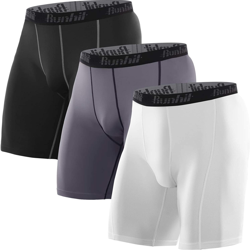 3 Pack Men's Spandex Compression Athletic Shorts With Side Pocket