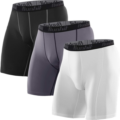 3 Pack Men's Spandex Compression Athletic Shorts With Side Pocket