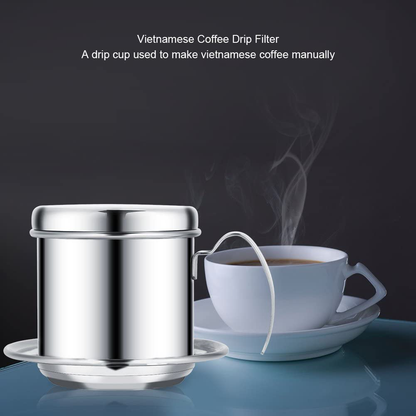 Stainless Steel Drip Coffee Filter Maker Vietnamese Style Drip Coffee Pot Infuser Ideal for on the Go/home (Gold)