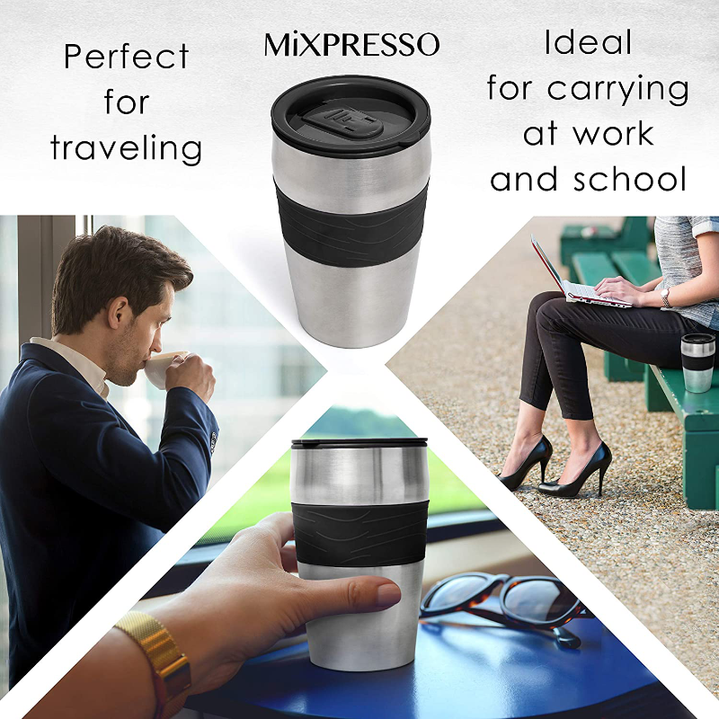 Mixpresso 2-In-1 Single Cup Coffee Maker & 14oz Travel Mug