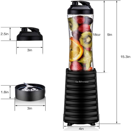 Smoothie Blender 300 Watt with 18 oz BPA Free Portable Travel Sports Bottle