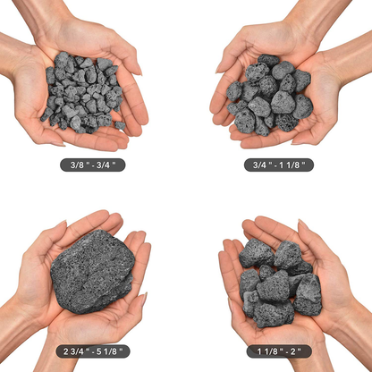 Skyflame 10LB Natural Lava Rocks for Fire Pits, Fire Tables, Fireplaces, Garden Landscaping Decoration, Indoor and Outdoor Use, 3"-5" Sizes, Black