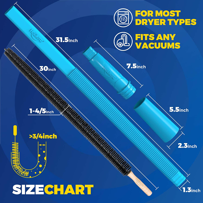 Dryer Vent Vacuum Hose Attachment With Lint Removing Brush 