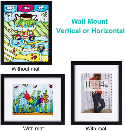 Picture Frames Made of Solid Wood and High Definition Glass Display Photos 4x6 with Mat or 5x7 Without Mat for Wall Mounting Dark Brown
