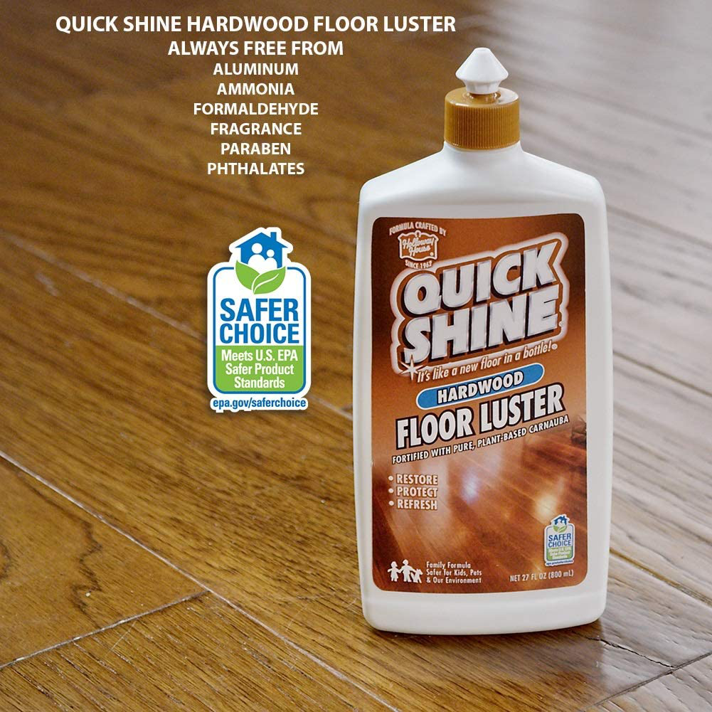 Quick Shine High Traffic Luster, 4 Bottles, Fortified with Natural Carnauba Restores The Color and Beauty to Hardwood Floors, 4 Count