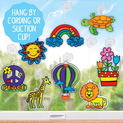 Made By Me Create Your Own Halloween Window Art by Horizon Group USA, Make 20 Projects, Includes Suncatcher Frames & Window Clings, Glow-in-The-Dark Paint, Paint Tubes, Suction Cups & Cording,Multi