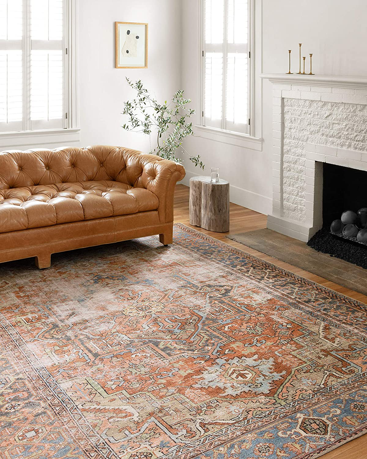 Loloi II Loren Collection Vintage Printed Persian Area Rug 3'-6" x 5'-6" Plum/Multi