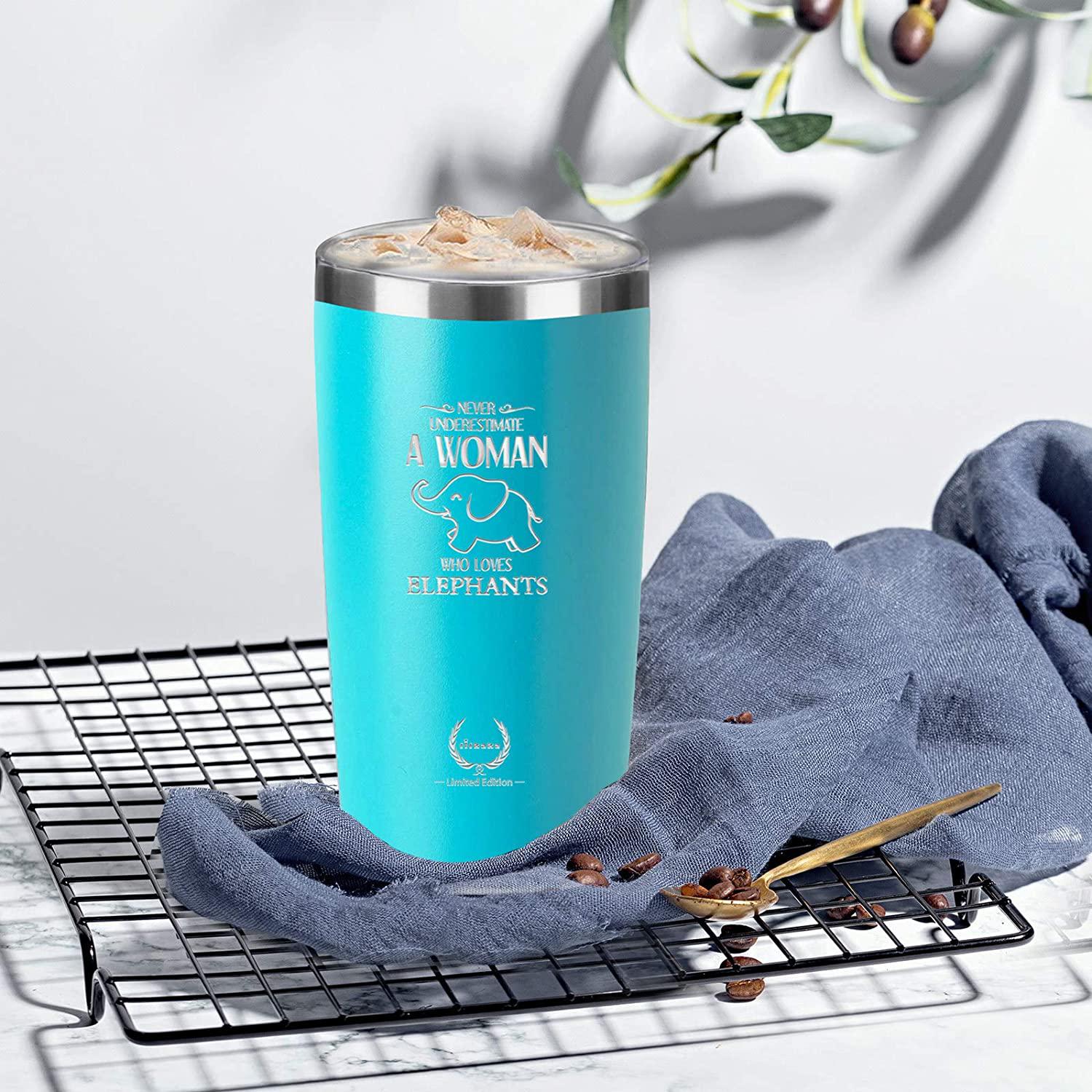 Elephant Gifts for Women-Unique Mothers Day Gifts Birthday Gifts for Her Funny Novelty Wine glass Personalized Present for Girlfriend,Coworkers, Friends Insulated Tumbler 20oz Blue